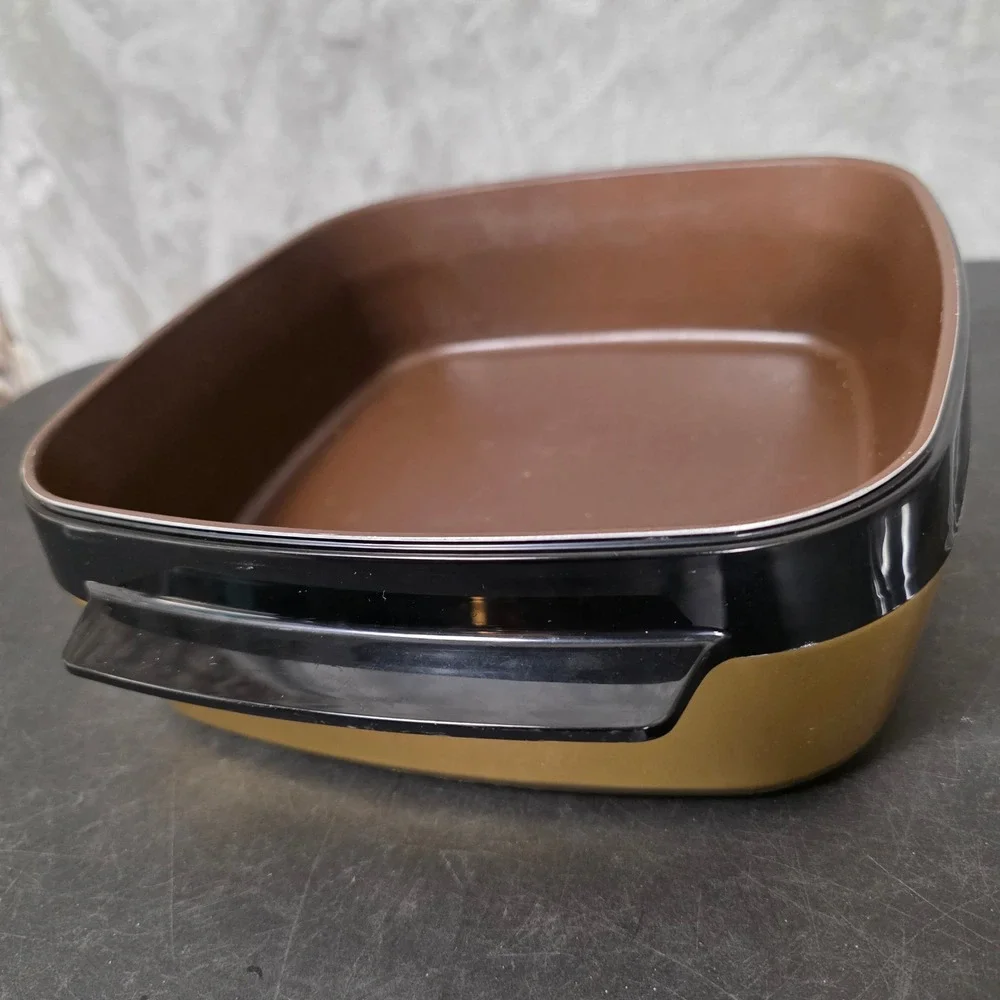 Thermo Serv Insulated Dish Vintage Gold Square GOOD Retro Kitchen  Serving
